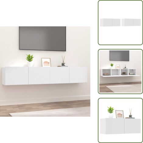 The Living Store Muebles para TV 2 uds madera de ingeniería blanco 80x30x30 cm - Muebles para TV