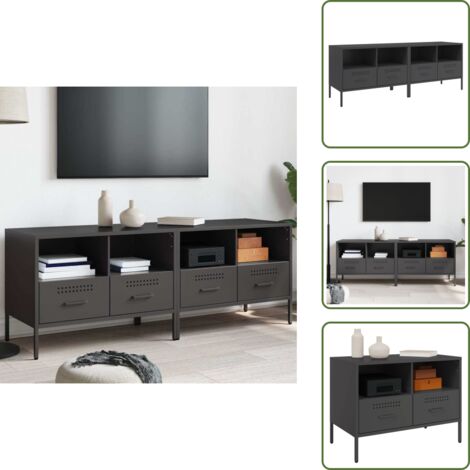 The Living Store Muebles para TV 2 unidades acero negro 68x39x50,5 cm - Muebles industriales