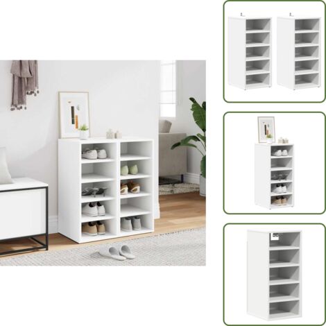 The Living Store Muebles zapateros 2 uds contrachapada blanco 31,5x35x70 cm - Muebles