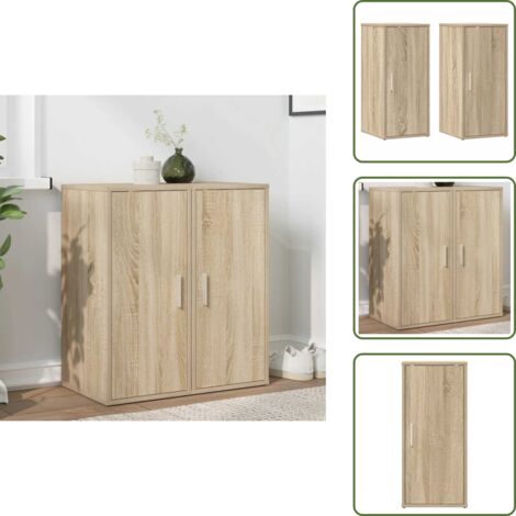 The Living Store Muebles zapateros 2 uds contrachapado roble Sonoma 32x35x70 cm - Estantes para zapatos