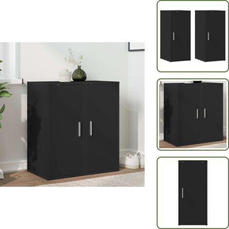 The Living Store Muebles zapateros 2 uds madera contrachapada negro 32x35x70 cm - Estantes zapateros