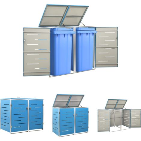 The Living Store Mülltonnenbox für 2 Tonnen 138x77,5x112,5 cm Edelstahl - Abfallbehälter-Verkleidungen