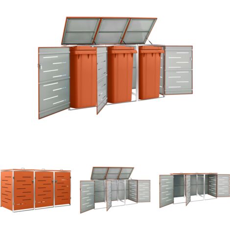 The Living Store Mülltonnenbox für 3 Tonnen 207x77,5x112,5 cm Edelstahl - Abfallbehälter-Verkleidungen
