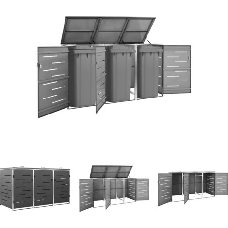 The Living Store Mülltonnenbox für 3 Tonnen 207x77,5x115 cm Edelstahl - Abfallbehälter-Verkleidungen
