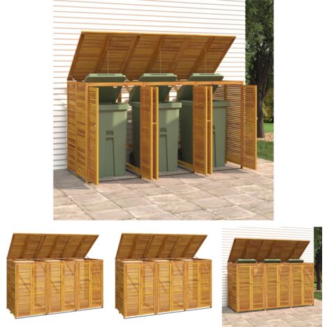 The Living Store Mülltonnenbox für 3 Tonnen 210x89x117 cm Massivholz Akazie - Abfallbehälter-Verkleidungen