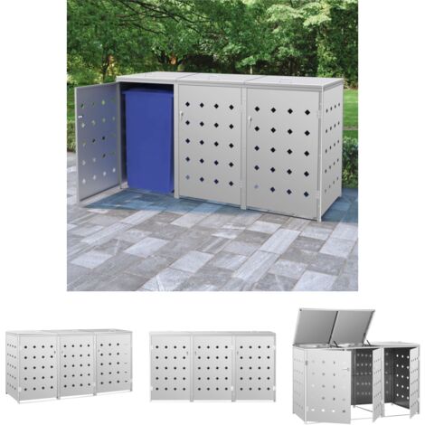 The Living Store Mülltonnenbox für 3 Tonnen 240 L Edelstahl - Abfallbehälter-Verkleidungen
