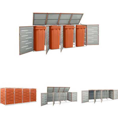 The Living Store Mülltonnenbox für 4 Tonnen 276,5x77,5x112,5 cm Edelstahl - Abfallbehälter-Verkleidungen
