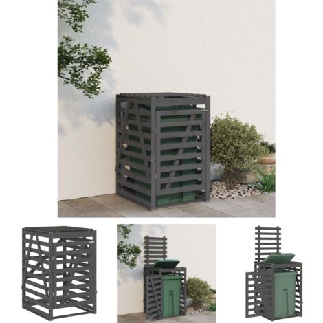 The Living Store Mülltonnenbox Grau 84x90x128,5 cm Massivholz Kiefer - Abfallbehälter-Verkleidungen