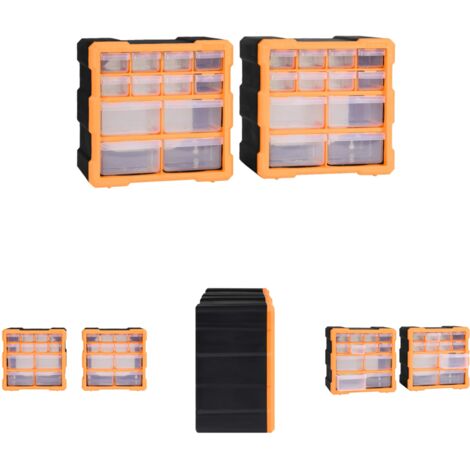 The Living Store Multi-Schubladen-Organizer 2 Stk. 12 Schubladen 26,5x16x26 cm - Werkzeugkästen