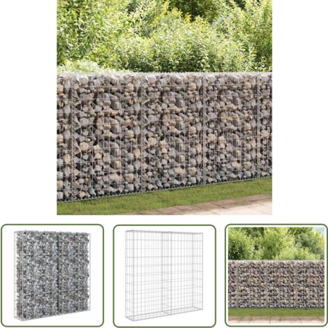 The Living Store Mur à gabion avec couvercles Acier galvanisé 80x20x100 cm - Mur En Gabion - Clôture En Gabion - Panneau De Séparation - Décoration Extérieur - Isolation Phonique