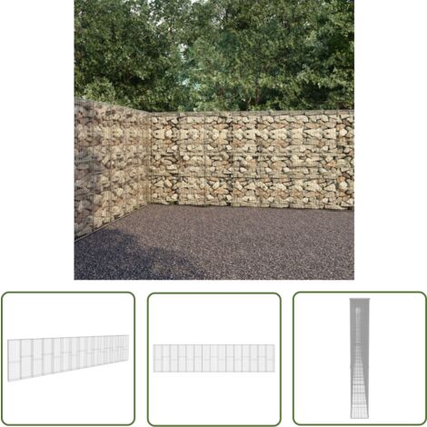 The Living Store Mur à gabion avec couvercles Acier galvanisé 900x50x200 cm - Mur En Gabion - Cloture Gabion - Clôture Décorative - Panneau De Clôture - Décoration Extérieur