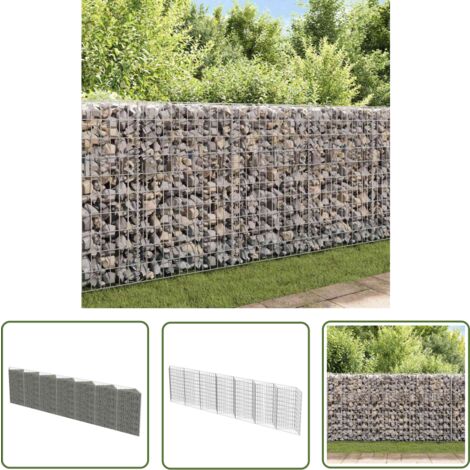 The Living Store Mur de gabion Acier galvanisé 450 x 30 x 100 cm - Mur De Gabion - Clôture Rigide - Panneau De Clôture - Décoration Extérieur - Isolation Phonique