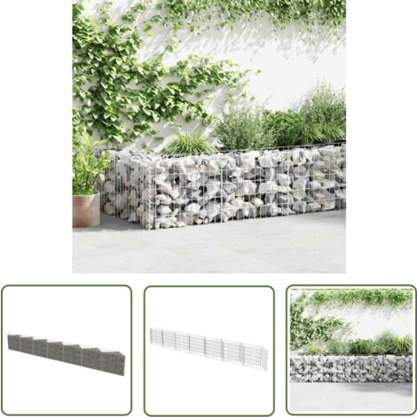 The Living Store Mur de gabion Acier galvanisé 450x30x50 cm - Mur En Gabion - Clôture Décorative - Jardin Vertical - Séparation Espace Extérieur - Isolation Phonique