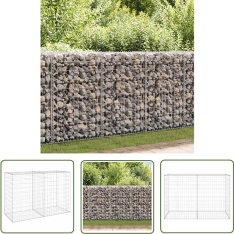 The Living Store Mur en gabion avec couvercles Acier galvanisé 150x60x100 cm - Mur En Gabion - Cloture Metallique - Barrieres Exterieur - Souteneur Mural - Decoration Jardin