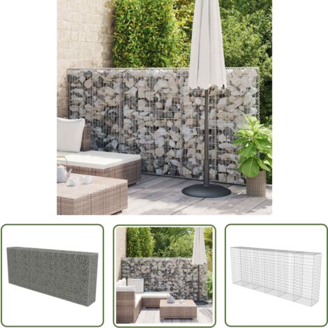The Living Store Mur en gabion avec couvercles Acier galvanisé 300 x 50 x 150 cm - Mur En Gabion - Cloture Metallique - Barrieres Exterieur - Panneau De Clore - Construction De Mur