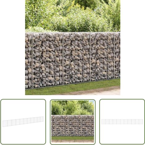 The Living Store Mur en gabion avec couvercles Acier galvanisé 900x30x100 cm - Mur En Gabion - Cloture Gabion - Panneau De Clôture - Clôture Rigide - Décoration Extérieur