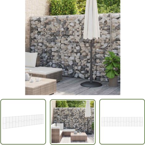The Living Store Mur en gabion avec couvercles Acier galvanisé 900x30x200 cm - Mur En Gabion - Clôture En Gabion - Panneau De Clôture - Clôture Métallique - Décoration Extérieur