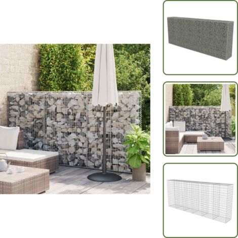 The Living Store Muro de gaviones con cubiertas acero galvanizado 300x50x150 cm - Gaviones para jardín