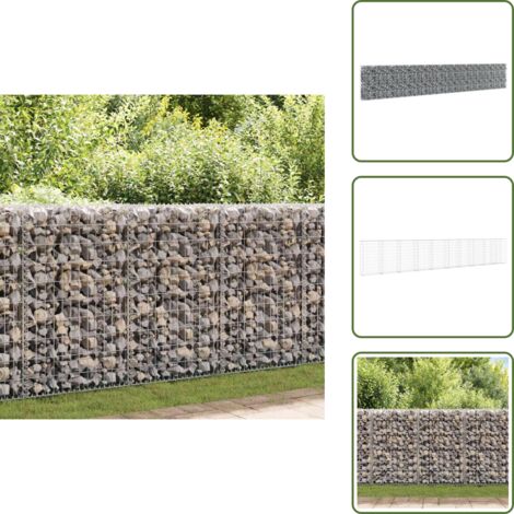 The Living Store Muro de gaviones con cubiertas acero galvanizado 600x30x100 cm - Gaviones para jardín