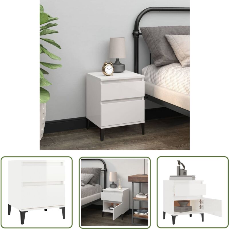 Table de chevet Blanc brillant 40x35x50 cm - Table De Chevet - Meuble De Chambre - Commode - Rangement - Mobilier - The Living Store