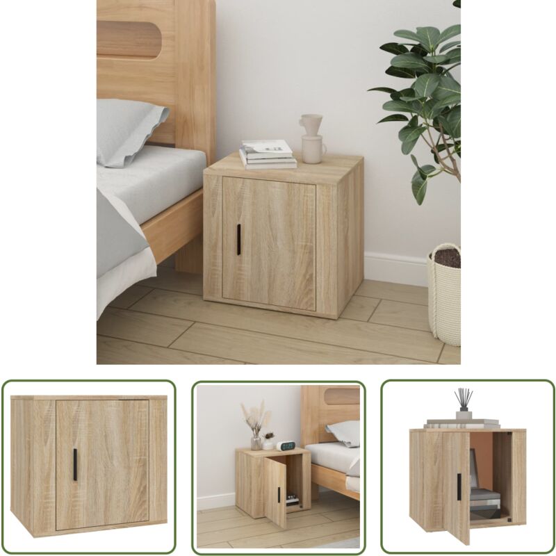Table de chevet Chêne sonoma 50x39x47 cm - Table De Nuit - Meuble De Chambre - Commode - Étagère Murale - Rangement Intérieur - The Living Store