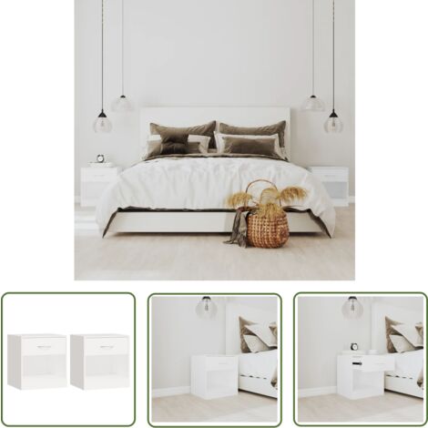 The Living Store Nachttisch 2 Stk. mit Schublade Weiß - Nachtisch - Nachttischset - Weißer Nachttisch - Schrank Mit Schublade - Möbel