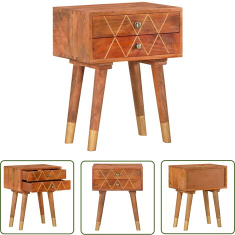 The Living Store Nachttisch 43×30×58 cm Massivholz Mango - Nachttisch - Mangoholz - Wohnzimmer Dekoration - Sideboard - Kommode