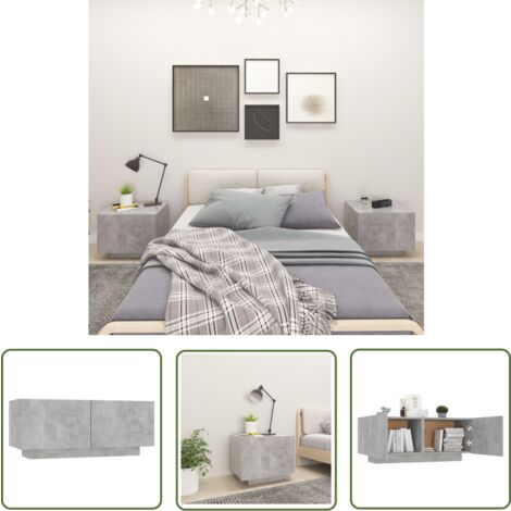 The Living Store Nachttisch Betongrau 100x35x40 cm Holzwerkstoff - Nachtisch - Nachttisch Grau - Holznachtisch - Wohnzimmer Deko - Bettseitentisch