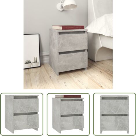 The Living Store Nachttisch Betongrau 30×30×40 cm Holzwerkstoff - Nachtisch - Nachttisch Grau - Beistelltisch - Wohnzimmerstil - Holzwerkstoff Tisch