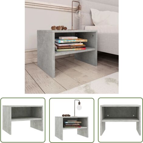 The Living Store Nachttisch Betongrau 40x30x30 cm Holzwerkstoff - Nachtisch - Nachttisch Grau - Holzmöbel - Beistelltisch - Wohnzimmerschreibtisch