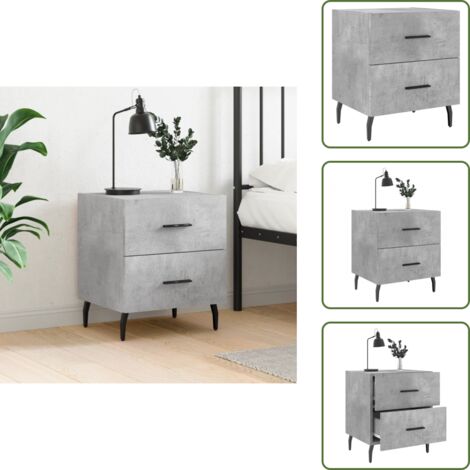 The Living Store Nachttisch Betongrau 40x35x47,5 cm Holzwerkstoff - Betonfarbe