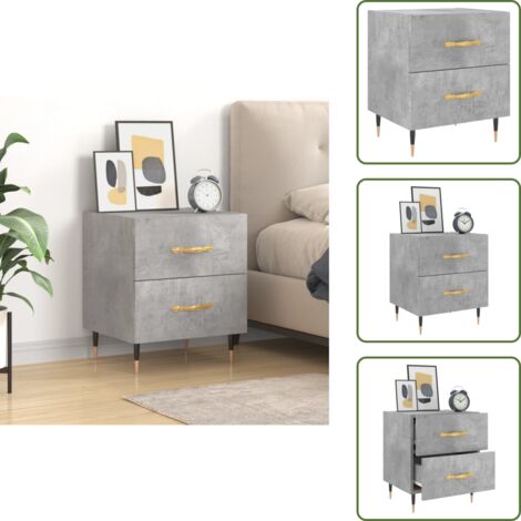 The Living Store Nachttisch Betongrau 40x35x47,5 cm Holzwerkstoff - Holzwerkstoff