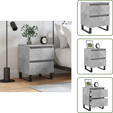 The Living Store Nachttisch Betongrau 40x35x50 cm Holzwerkstoff - Holzwerkstoff