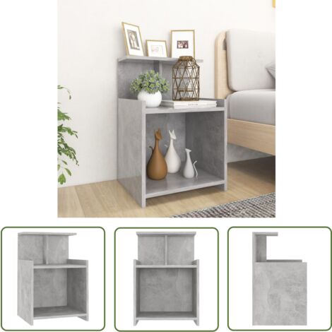 The Living Store Nachttisch Betongrau 40x35x60 cm Holzwerkstoff - Nachttisch - Wohnzimmermöbel - Sideboard - Holzwerkstoff - Grau
