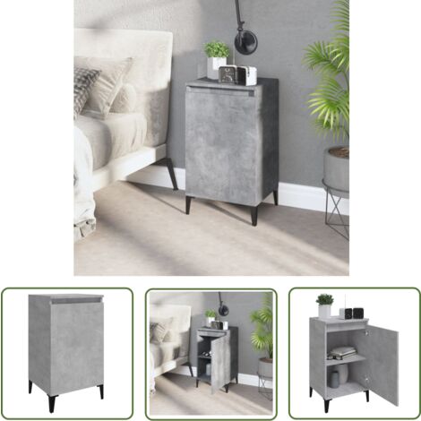 The Living Store Nachttisch Betongrau 40x35x70 cm Holzwerkstoff - Nachttisch - Wohnzimmer - Betttisch - Holzwerkstoff - Metall