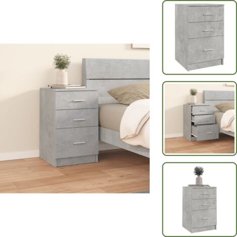 The Living Store Nachttisch Betongrau 40x40x63 cm Holzwerkstoff - Betonfarbe