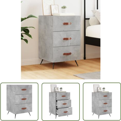 The Living Store Nachttisch Betongrau 40x40x66 cm Holzwerkstoff - Nachtisch - Beistelltisch - Wohnzimmermöbel - Holznachtisch - Grau