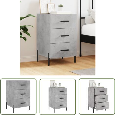 The Living Store Nachttisch Betongrau 40x40x66 cm Holzwerkstoff - Nachttisch - Beistelltisch - Wohnzimmermöbel - Holzwerkstoff - Grau