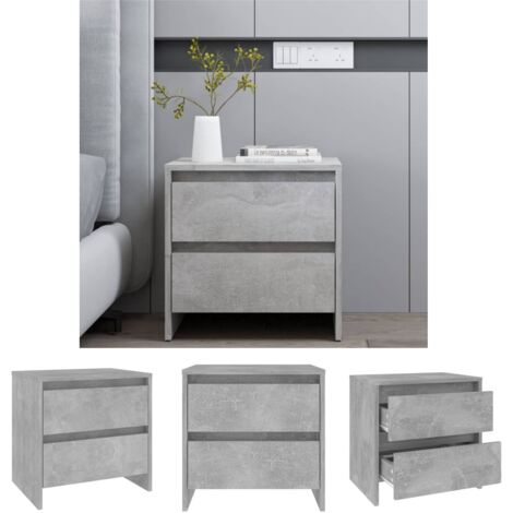 The Living Store Nachttisch Betongrau 45x34,5x44,5 cm Holzwerkstoff - Nachttische