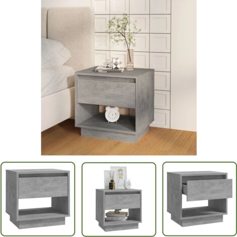 The Living Store Nachttisch Betongrau 45x34x44 cm Holzwerkstoff - Nachttisch - Beistelltisch - Wohnzimmer Deko - Grau - Holzmöbel