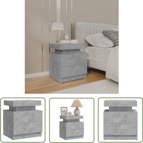 The Living Store Nachttisch Betongrau 45x35x52 cm Holzwerkstoff - Nachtisch - Nachttisch Grau - Holzmöbel - Wohnzimmer Deko - Bettseitentisch