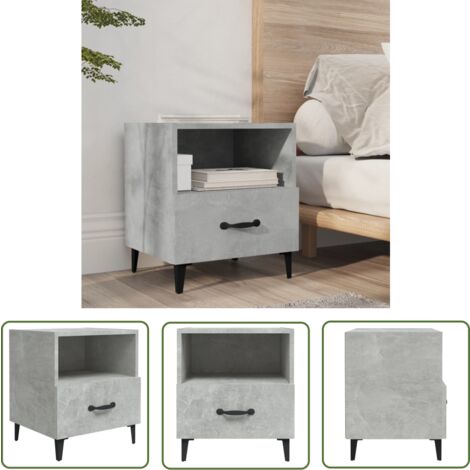 The Living Store Nachttisch Betongrau Holzwerkstoff - Nachttisch - Beistelltisch - Wohnzimmer Dekoration - Grau - Holzmöbel