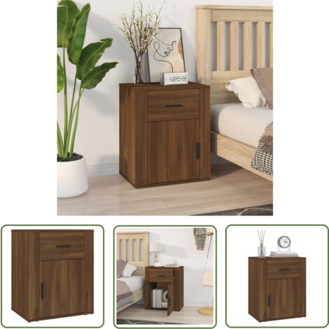 The Living Store Nachttisch Braun Eichen-Optik 50x36x60 cm Holzwerkstoff - Nachttisch - Wohnzimmermöbel - Schlafzimmerschreibtisch - Eiche Optik - Holzmöbel