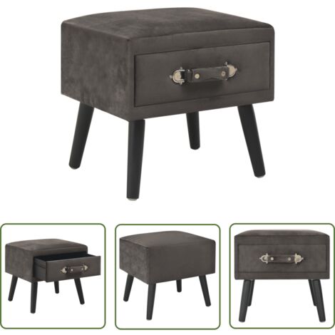 The Living Store Nachttisch Grau 40x35x40 Samt - Nachtisch - Grau - Samt - Massivholz - Schubladenkommode