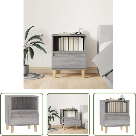 The Living Store Nachttisch Grau Sonoma 40x35x50 cm - Nachttisch - Grau - Wohnzimmer - Esszimmer - Schlafzimmmer