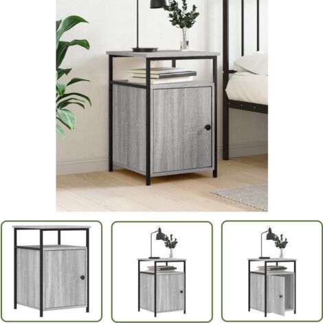 The Living Store Nachttisch Grau Sonoma 40x42x60 cm Holzwerkstoff - Nachttisch - Grau - Holzmöbel - Esszimmer - Wohnzimmer