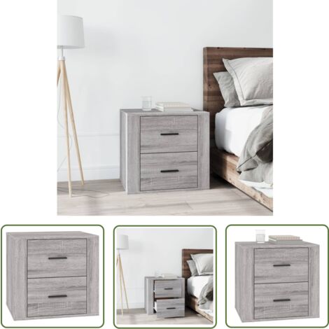 The Living Store Nachttisch Grau Sonoma 50x39x47 cm - Nachtisch - Grau - Schlafzimmermöbel - Wohnzimmermöbel - Kommode