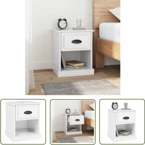 The Living Store Nachttisch Hochglanz-Weiß 39x39x47,5 cm Holzwerkstoff - Nachttisch - Holzwerkstoff - Weißer Nachttisch - Wohnraum Dekoration - Sideboard