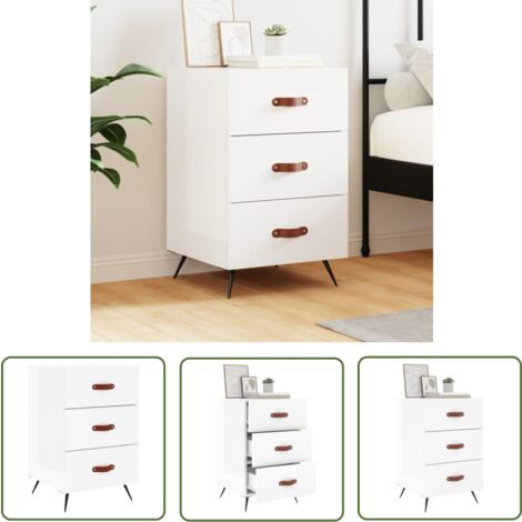 The Living Store Nachttisch Hochglanz-Weiß 40x40x66 cm Holzwerkstoff - Nachtisch - Wohnzimmermöbel - Holznachtisch - Weißer Nachttisch - Modernes Design