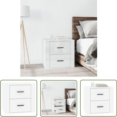The Living Store Nachttisch Hochglanz-Weiß 50x39x47 cm - Nachtisch - Nachttisch Weiß - Holzwerkstoff Möbel - Wohnzimmermöbel - Schlafzimmermöbel